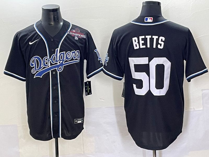 Men 2025 Los Angeles Dodgers #50 Betts Black Three generations Fashion Nike MLB Jersey style 7045->detroit tigers->MLB Jersey